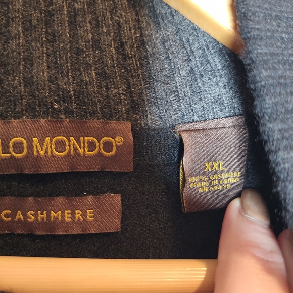 Paola Mondo 100% Cashmere Black Quarter-Zip Sweater Mens Size XXL (small flaw) - Picture 11 of 16